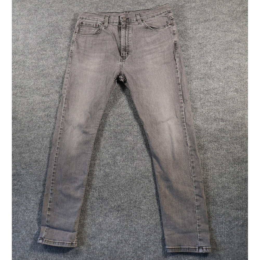 Levis 510 Skinny Jeans Mens 36x32 Grey Denim Cotton Stretch Black Zip Skater Emo